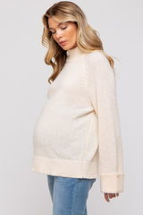 Cream Mock Neck Maternity Sweater