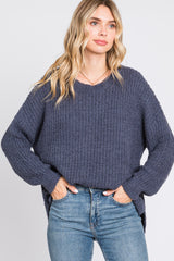 Navy Dropped Shoulder Maternity Sweater