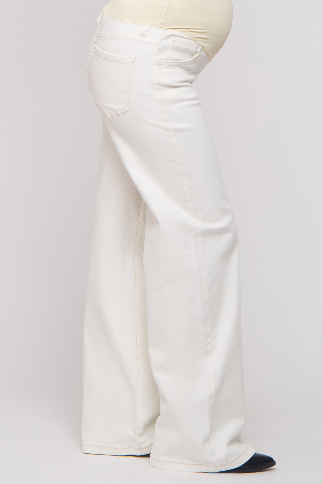 Cream Wide Leg Maternity Jeans
