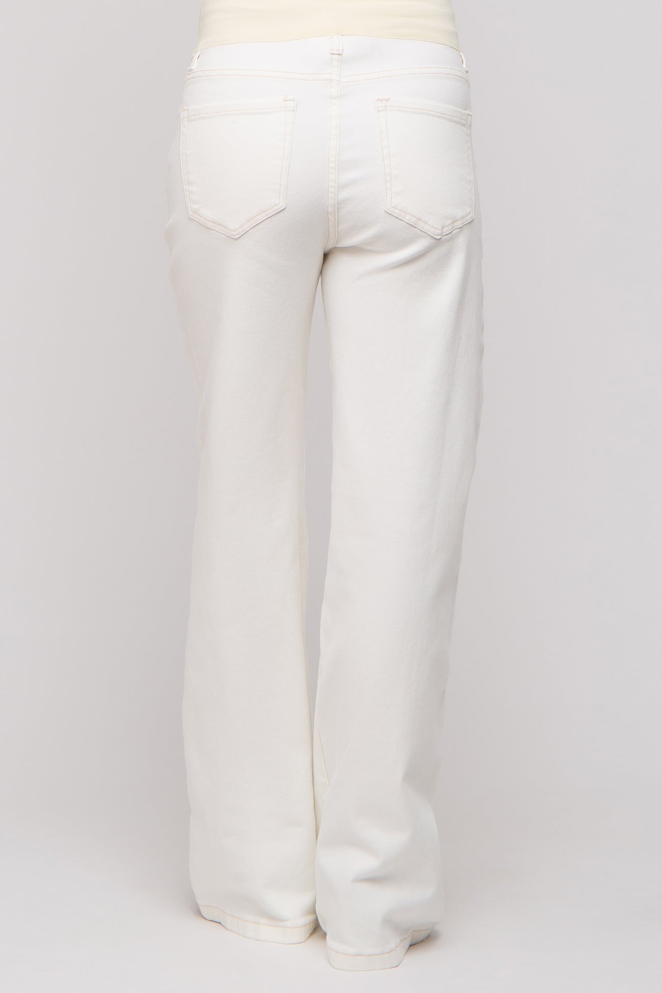 Cream Wide Leg Maternity Jeans