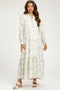 Gray Floral Tassel Tiered Long Sleeve Maternity Maxi Dress