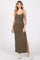 Olive Ribbed Sleeveless Side Slit Dress