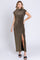 Gold Glitter Mock Neck Midi Dress