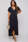 Navy Printed High-Low Hem Maternity Wrap Dress