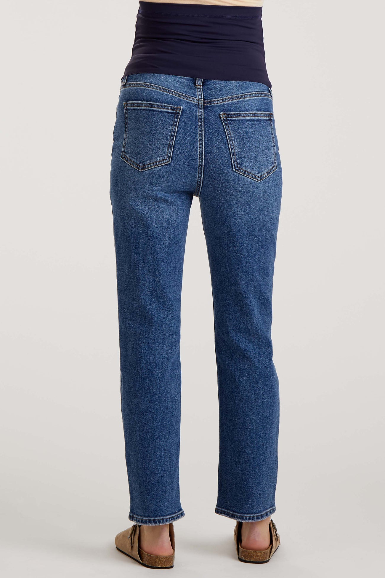Medium Wash Skinny Straight Cropped Maternity Jeans
