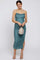 Sage Floral Lace Ruched Cross Back Maternity Midi Dress