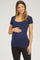 Navy Blue Square Neck Short Sleeve Maternity Top