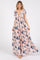 Light Pink Floral V-Neck Puff Sleeve Maxi Dress