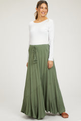 Olive Tassel String Maternity Maxi Skirt