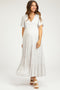Grey Button Detail Tiered Maternity Maxi Dress