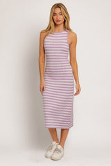 Lavender Sleeveless Sweater Maternity Midi Dress