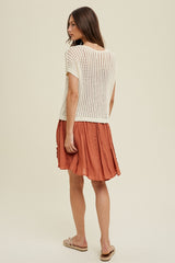 Cream Open Knit Top