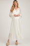 Ivory Embroidered Maternity Button Down Maxi Dress