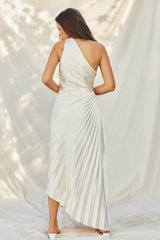 Pearl Asymmetrical Pleated Maxi Dress